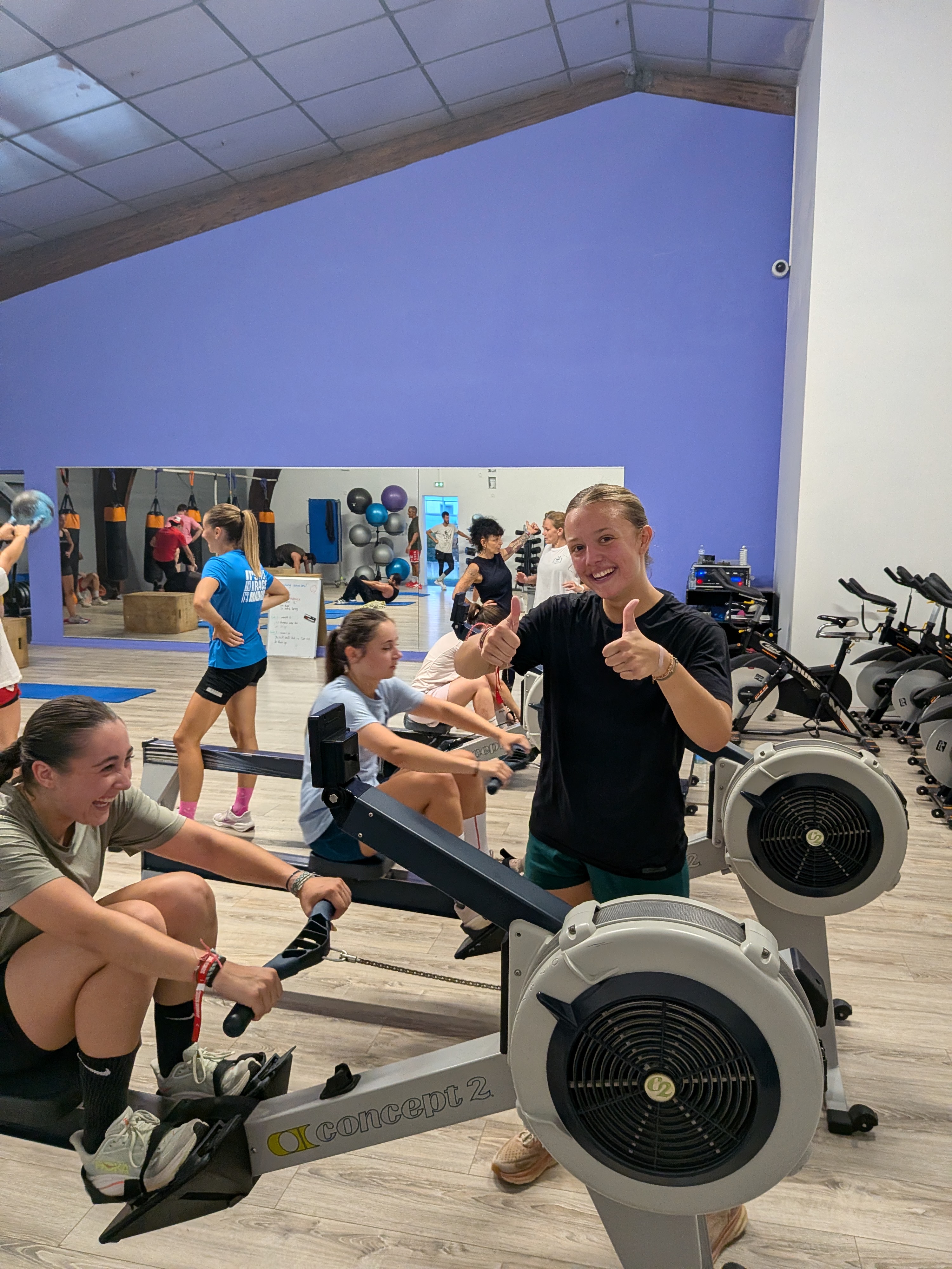 Atelier rameur pendant la soirée cardio du Stade Langonnais Handball à Avenir Fitness Langon