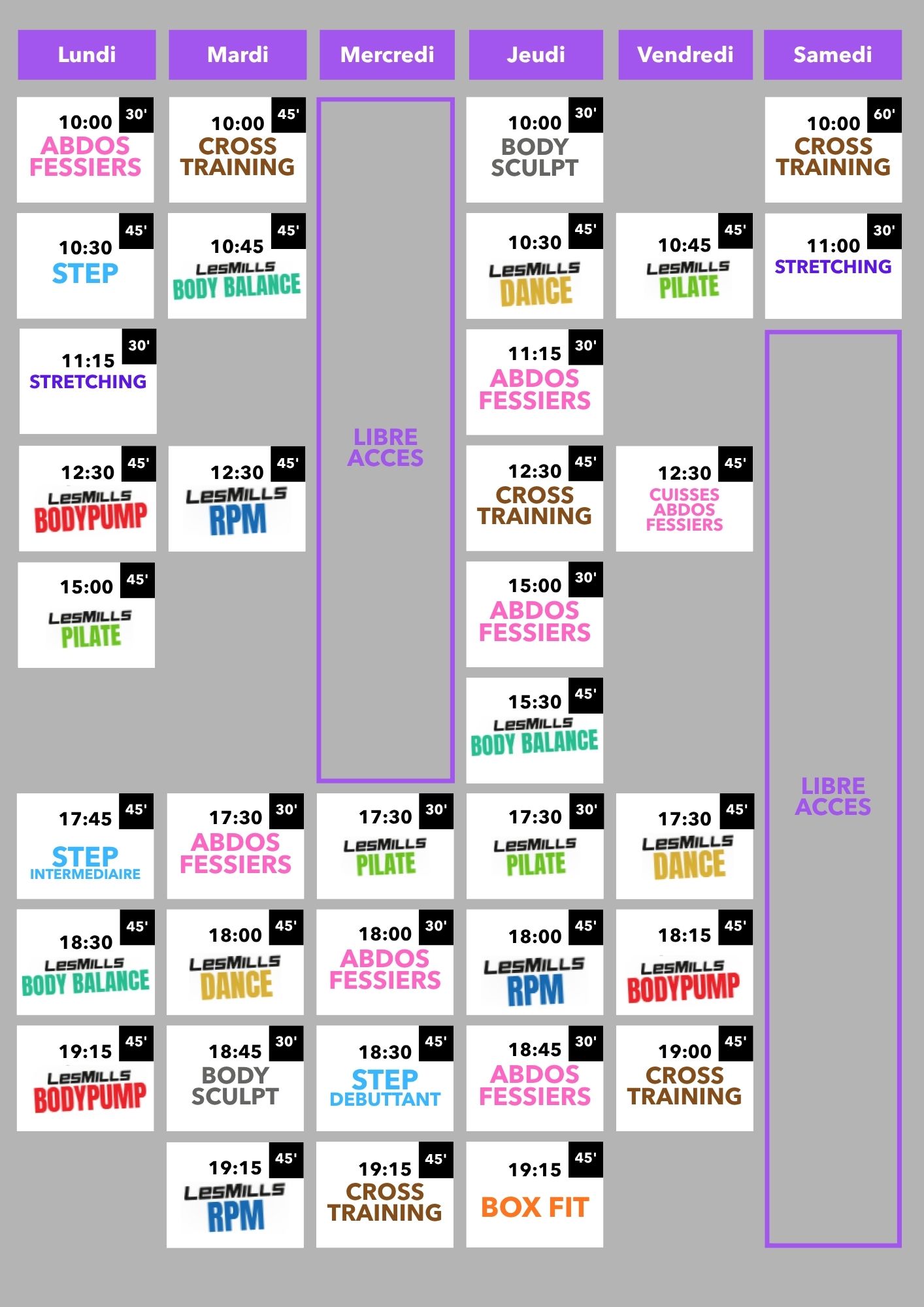 Le planning évolue chez Avenir Fitness !